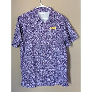 Columbia Men's Medium Collegiate Super Slack Tide Shirt LSU Purple Gameday Print